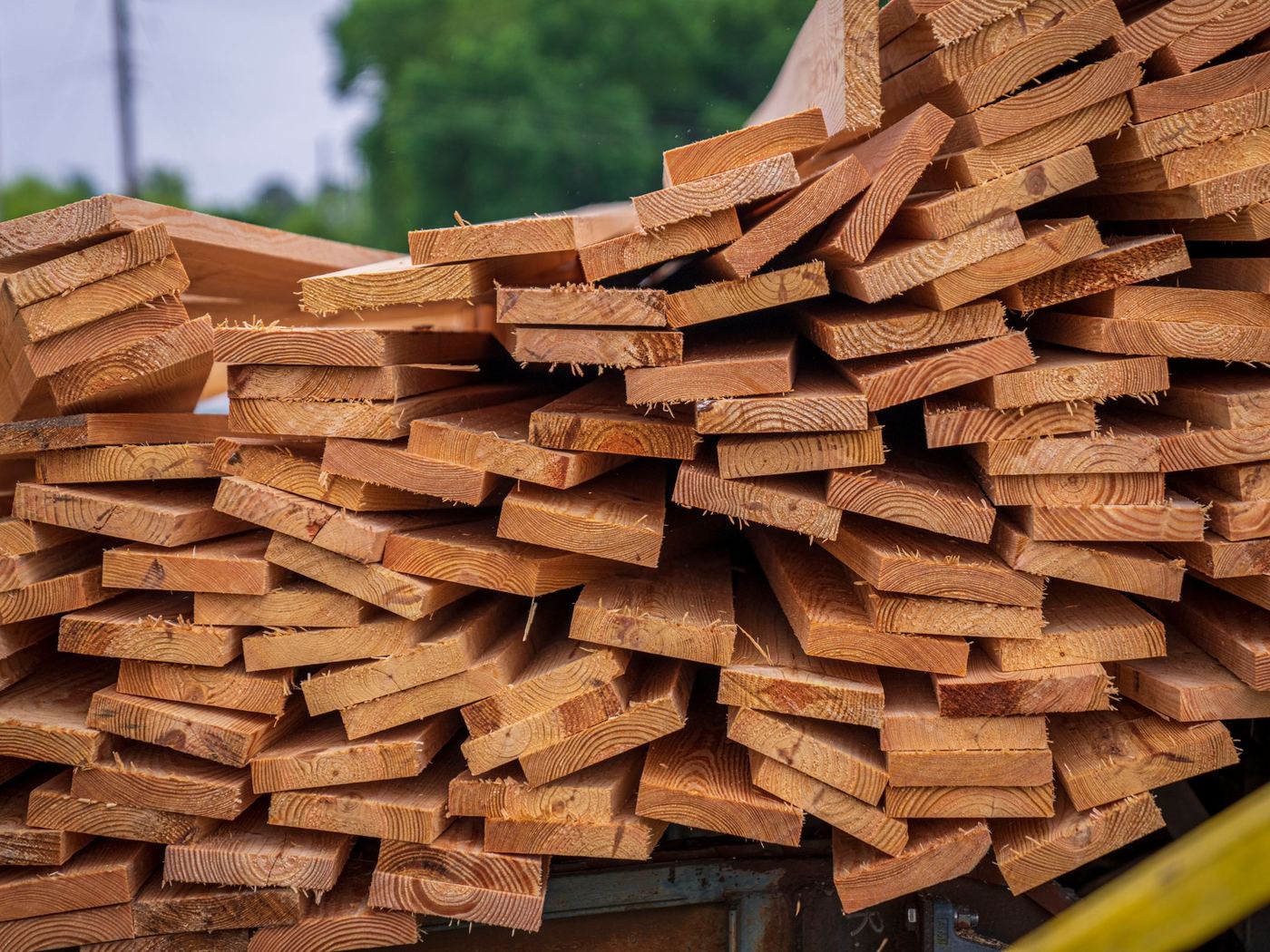 Southern Yellow Pine boards stacked